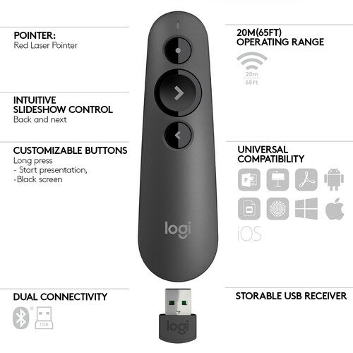 Logitech R500s Laser Presentation Remote - Graphite 910-005843