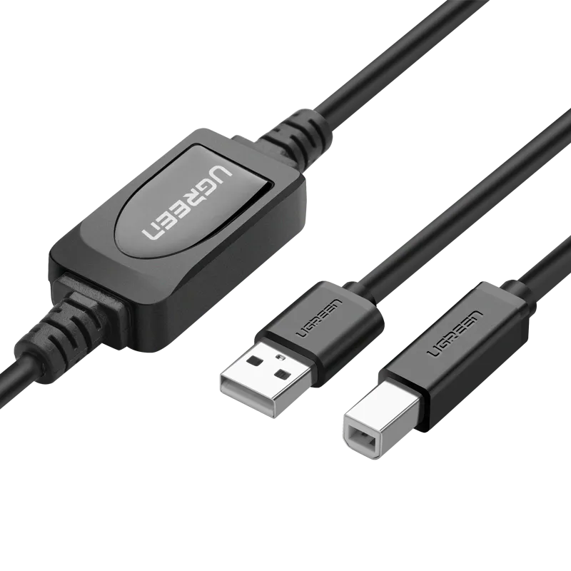 UGREEN US122 USB 2.0 A Male to B Male Active Printer Cable 15m (Black)