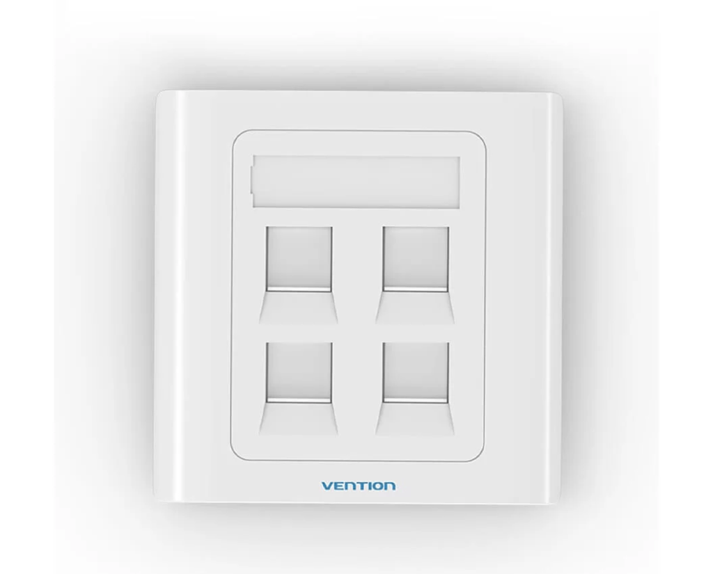 VENTION 4 PORT WALL FACEPLATE WHITE 86 TYPE- VEN-IFCW0
