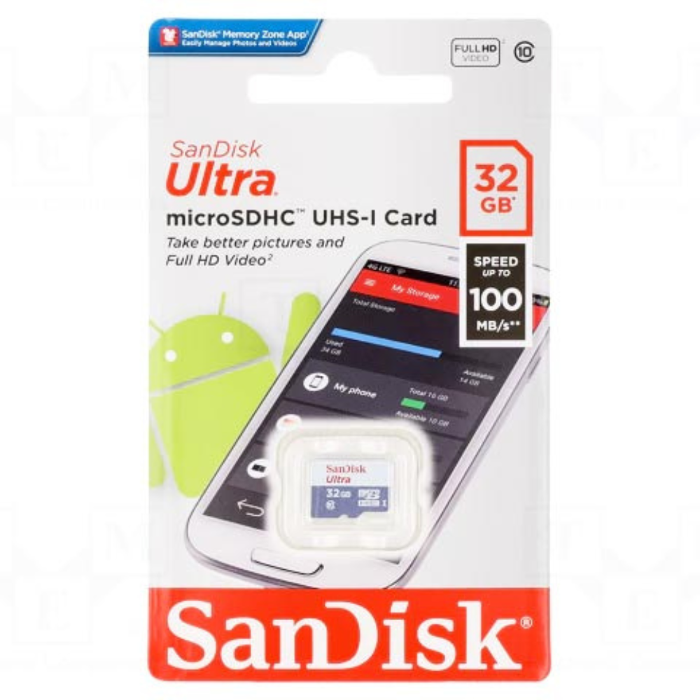 SanDisk 32GB MicroSD Class 10 100MB/s, No Adapter