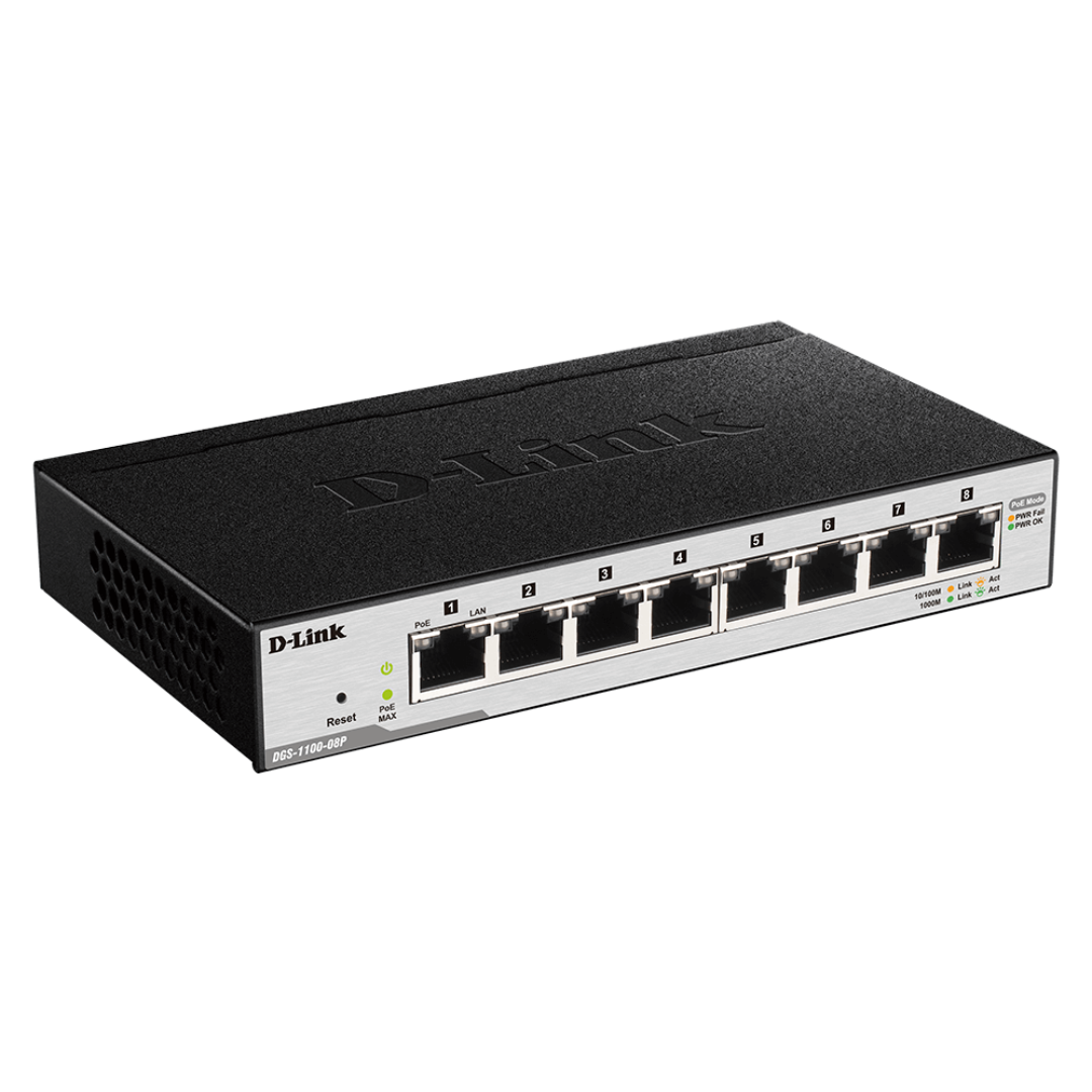 D-Link 8-Port Gigabit PoE Smart Managed Switch - DGS-1100-08P
