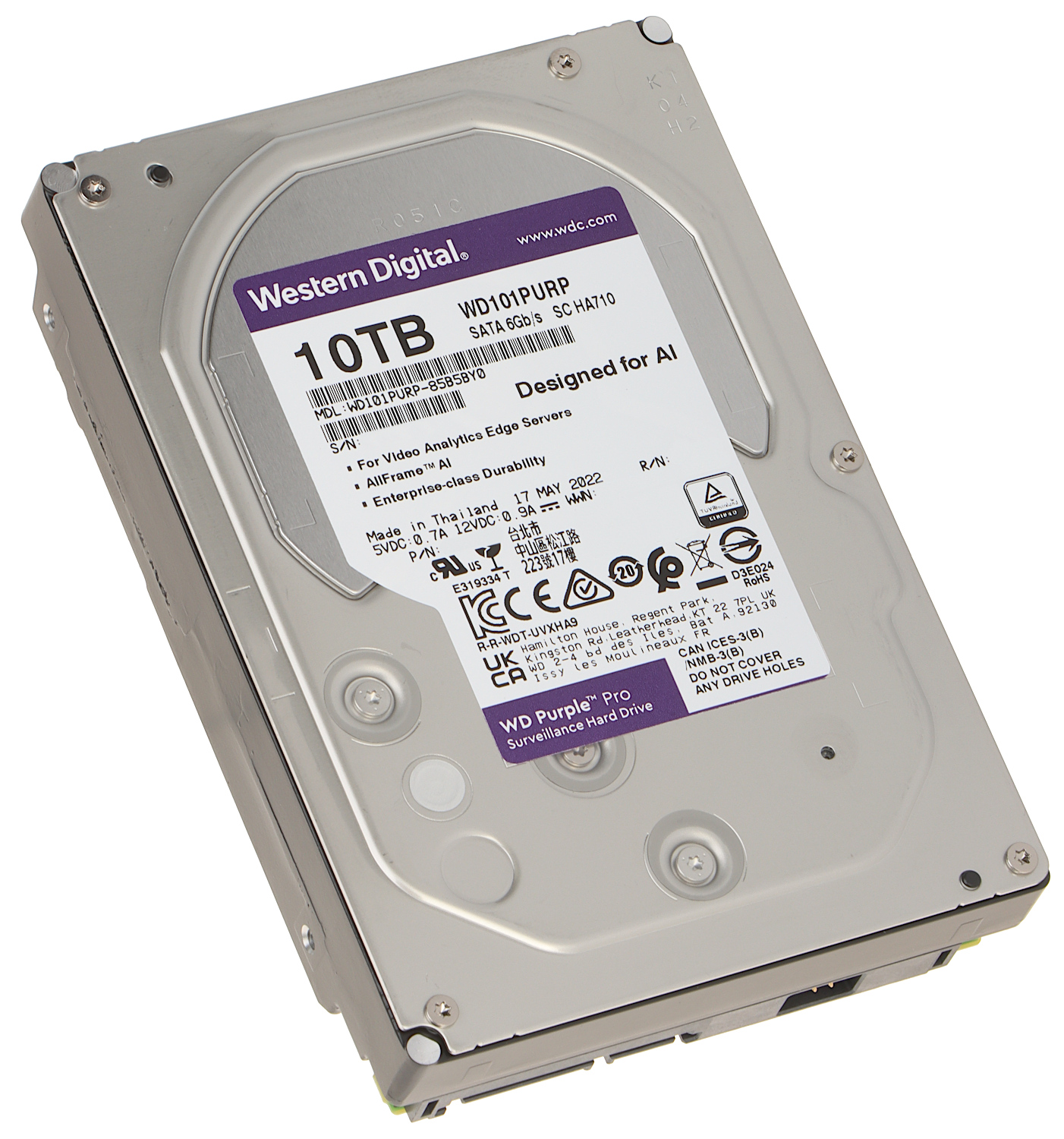 WD Purple Pro Surveillance HDD 10TB, 256MB- WD101PURP