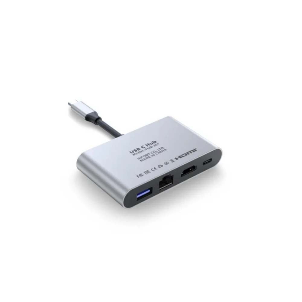 Infobit iHub 301 USB Type C Hub USB C to HDMI RJ45 USB 3.0 with PD