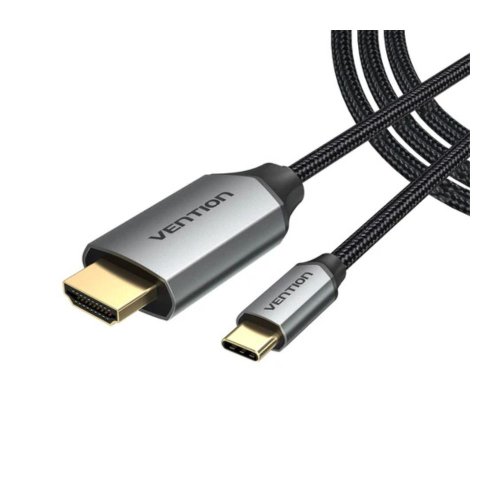 Vention Cotton‑Braided Type‑C to HDMI Cable 2M Black-CRBBH