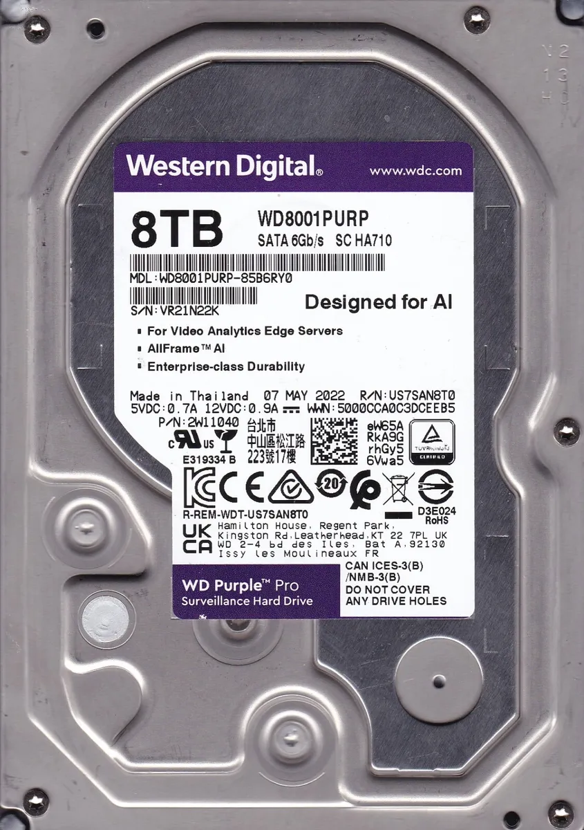 WD Purple Pro Surveillance HDD 8TB – WD8001PURP