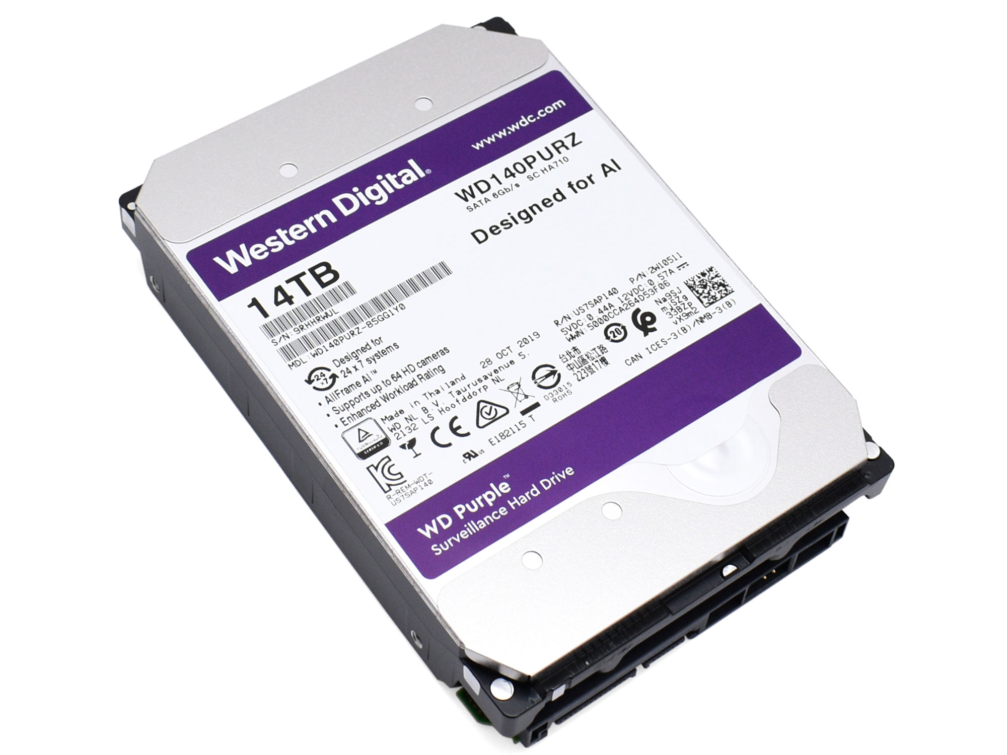 WD Purple Surveillance HDD 14TB, 512MB - WD140PURZ