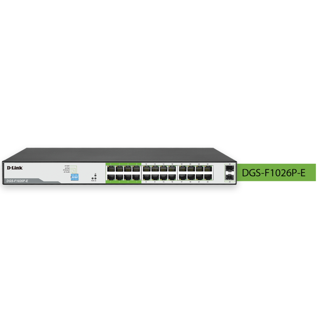D-Link 24-Port 1000Mbps PoE Switch 2 SFP Ports - DGS-F1026P-E24