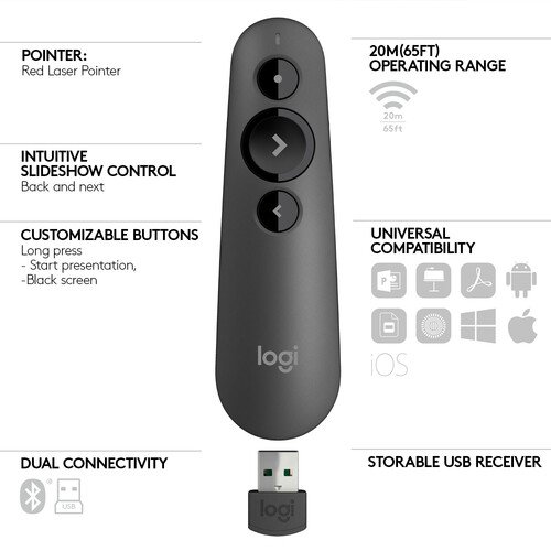 Logitech R500S Bluetooth presentation remote Graphite-910-005843